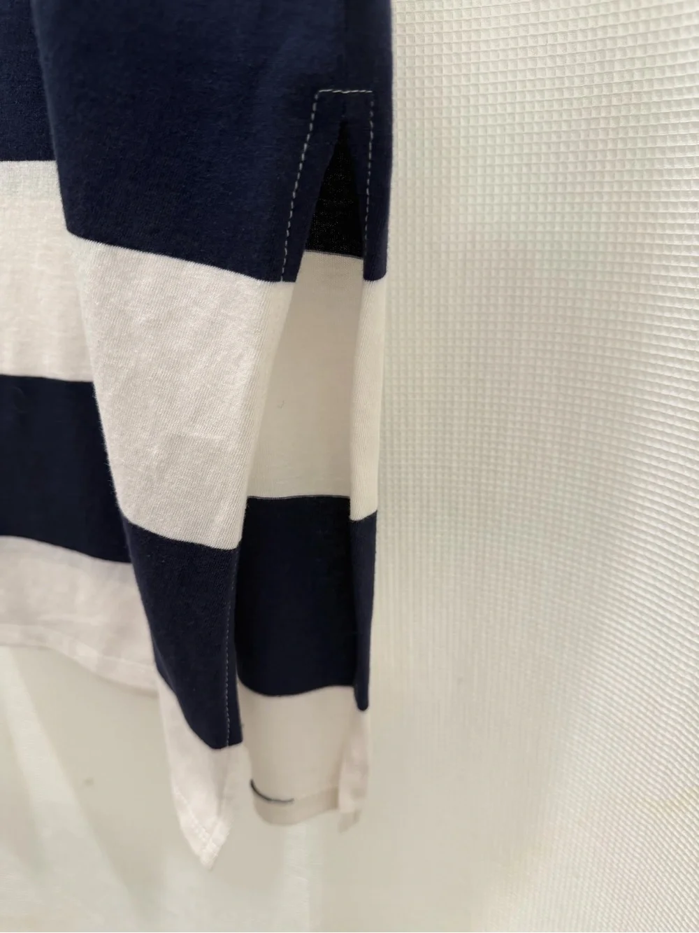 J.Crew Midi-T-shirt dress. Blue and white stripes.